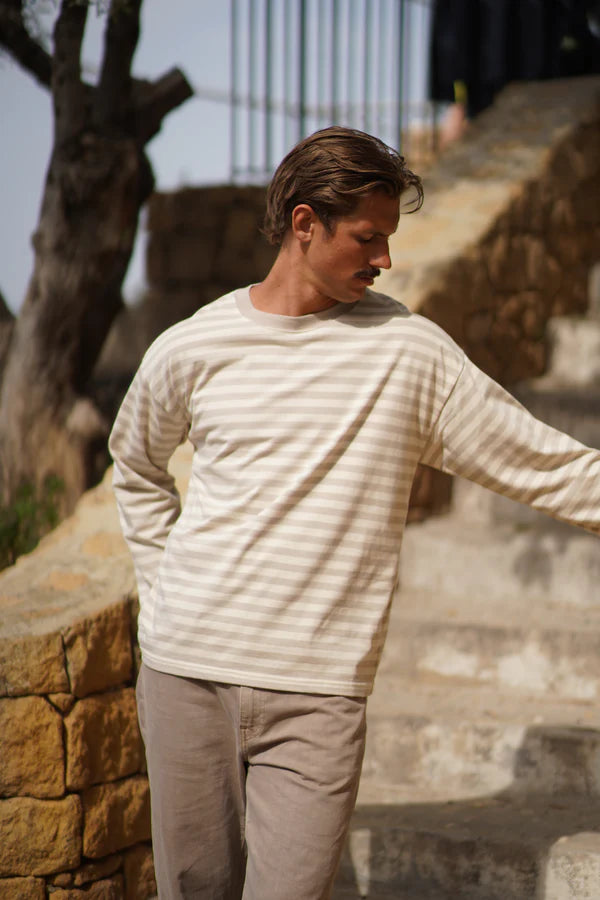 Pre Apres Boxy Long Sleeve - Grey/White