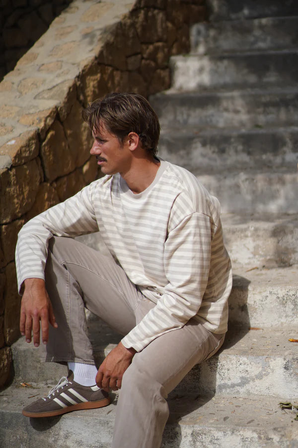 Pre Apres Boxy Long Sleeve - Grey/White