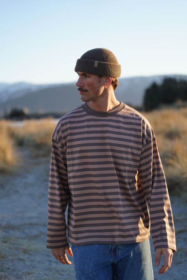 Pre Apres Striped Long Sleeve, Brown/Brown
