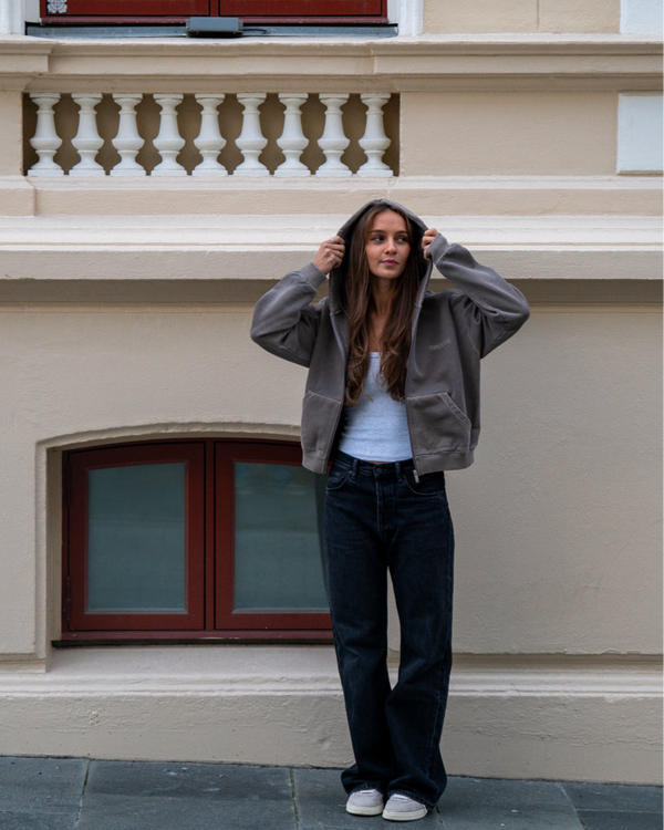 Pre Apres Washed Zip Up Hoodie w